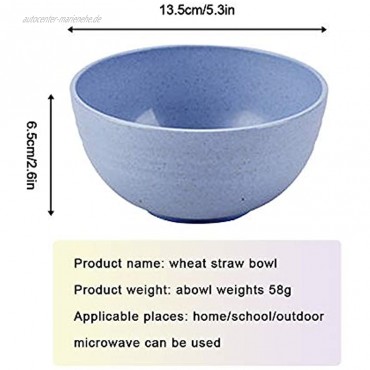 5 unzerbrechliche Müslischalen 13,5 cm leichte Weizenstroh-Schüssel für Kinder Kleinkinder und Erwachsene lebensmittelechte Schüsselnblau
