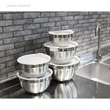 TUXWANG Edelstahl Schüssel Set 5 Piece Salatschüssel mit Deckel und abgestuften Messmarkierungen stapelbar für bestmögliche Lagerung