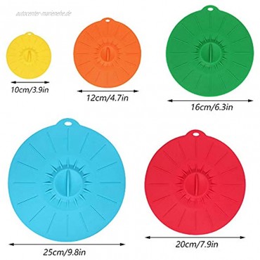 Ziyero 5 Stk Universal Kitchen Silikon Deckel Set Silikon Seal Frischhaltedeckel Dehnbar Silikon Topfdeckel Set Hochtemperaturbeständig für Schüsseln Topf Teller Tassen Ofen Kühlschrank—5 Farben