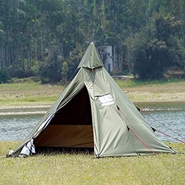 INSTRUMENT-AED Campingzelt 2 Personen,Pyramidenzelt Indian Shelter Anti-Regen-Campingzelt Im Freien Jurtenzelt Mit Herdloch Familien-Tipi-Zelt nur Außenhülle Enthalten