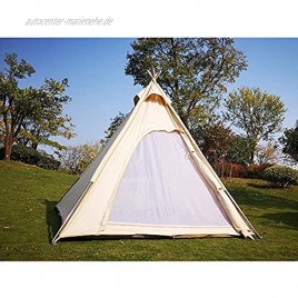 JTYX Outdoor Camping Indisches Zelt Baumwollzelt 3-4 Personen Wasserdichtes Pyramidenzelt Erwachsenes Großes Raumturm Tipi-Zelt Einfach zu montieren