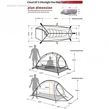 Naturehike Cloud-up 1 Ultraleichtes Campingzelt für 1 Person Wasserdichtes Doppelschicht Backpackingzelt 4 Seasons