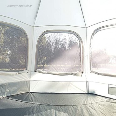 Skandika Hauszelt Kardis für 4 Personen | Hexagon Zelt mit eingenähtem Zeltboden wasserdicht 4000mm Wassersäule Leichter Aufbau große Fenster und Türen 2,4m Stehhöhe | Glampingzelt Festivalzelt