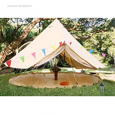 Sport Tent 4-Jahreszeiten Outdoor Camping Zelte Baumwolle Wasserdicht Familienzelt Tipi Indianerzelt Teepee Glockenzelt mit 2 Türen und Herdloch Kaminrohre Entlüftung