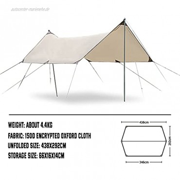YONGJINGN Vordach für Outdoor-Camping Zelt ultraleicht für Camping Picknick Regen- und Sonnenschutz Pergola Größe: 43 x 296 cm