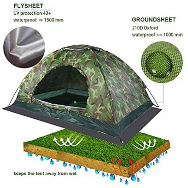 Aufee Kuppelzelt Outdoor Tarnung UV-Schutz 2 Personen Zelt aus 210D Oxford Polyester für Strand Camping Wandern usw