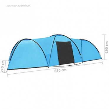 Festnight Campingzelt 8 Personen Tunnelzelt Große Familienzelt Camping Zelt Kuppelzelt mit Tragetasche Outdoor Zelt Tent für Camping Festival Wandern Hiking Blau