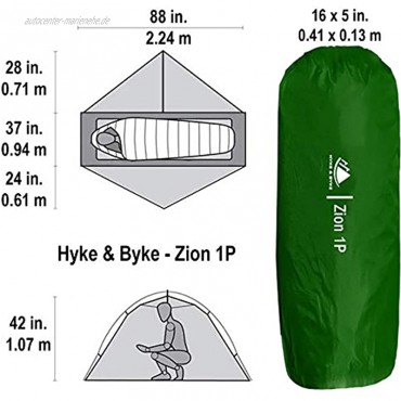 Hyke & Byke Zion Zelt 2 Personen und Zelt 1 Person mit Zeltboden Leichtes Zwei- und Einmannzelt in Kuppelform mit Zwei Eingangstüren