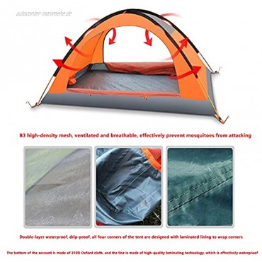 JQDZX Camping Zelt Kuppelzelt Wasserdichtes Winddichtes Anti-UV 4 Jahreszeiten Doppelwandig Rucksack Zelt für 2-3 Personen 4 Jahreszeiten Trekking Outdoor