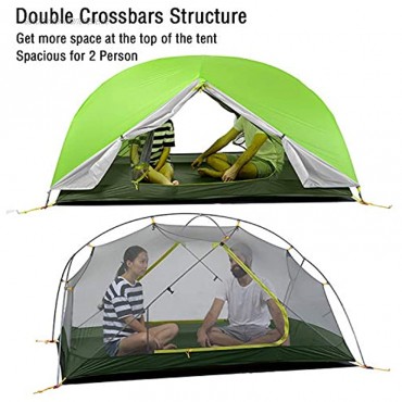 Naturehike Mongar Backpacking Camping Tent 2 Person Lightweight 3 Season Waterproof Hiking Tent Double Crossbars Easy Setup Double Layer for Hunting Outdoor Mountaineering Travel with Footprint