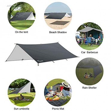 Ryaco Camping Zeltplane 3m x 4mTarp für Hängematte wasserdicht Leicht Kompakt Zeltunterlage Picknickdecke Hammock für Camping Outdoor Plane für Ourdoor Camping MEHRWEG 3m x 4m Grau