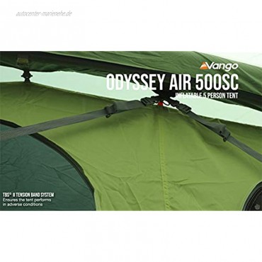 Vango Odyssey Aufblasbares Familientunnelzelt Epsom Green Airbeam 500SC [Exklusives ]