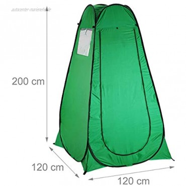 Relaxdays Duschzelt Pop Up Stehzelt für Camping Garten & Outdoor Umkleide- & Toilettenzelt 200 x 120 x 120 cm grün