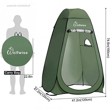 Wolfwise Pop up Umkleidezelt Toilettenzelt Camping Duschzelt Mobile Outdoor Privatsphäre WC Zelt Lagerzelt Tragbar Grün