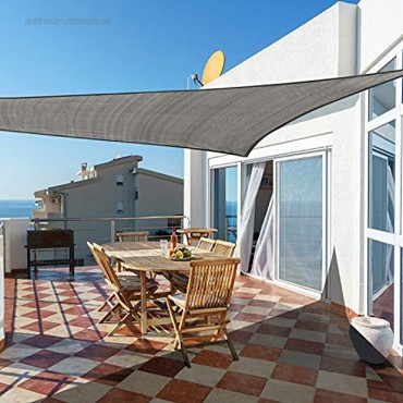 COOL AREA Sonnensegel Wasserdicht Dreieckig 4 x 4 x 4 Meter Sonnenschutz Wasserabweisend Polyester für Garten und Balkon Grau