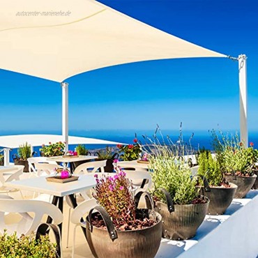 COOL AREA Sonnensegel Wasserdicht Quadratisch 5 x 5 Meter Sonnenschutz Wasserabweisend Polyester für Garten und Balkon Creme weiß