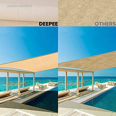 deepee Sonnensegel Sonnenschutz Rechteck 3×4m aus hochwertigem Polyester 95% UV-beständig & Wasserdicht für Garten Balkon Terrasse Beige