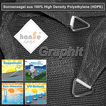 hanSe® Marken Sonnensegel Sonnenschutz HDPE Quadrat 5x5 m Graphit