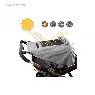 Mture Kinderwagen Sonnensegel Universal Kinderwagen Sonnensegel mit Sichtfenster und Seitenflügel mit UV Schutz 50+ und Wasserdicht Verstellbar Sonnenschutz für Kinderwagen Buggy