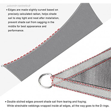 Sekey Sonnensegel Sonnenschutz Dreieckiges HDPE Durchlässig Atmungsaktiv Tear Resistant Wetterschutz UV-Schutz für Outdoor Garten Terrasse mit Seilen und Befestigungs Kit Hellgrau 3×3×3m