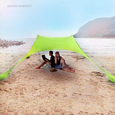 supertop 2,1x2,1m Beach StrandZelt mit Sandsack Anker Tragbare Strandmuschel Sonnenschutz Zelt für Strand mit UV-Schutz UPF 50+ Sun Shade Shelter Sonnensegel Camping Plane