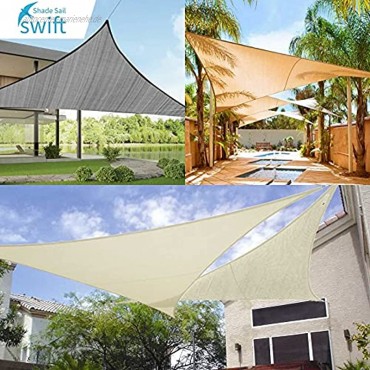 SWIFT Sonnensegel Dreieckig 4x4x4 Meter Wasserdicht UV Shutz PES Wasserabweisend Sonnenschutz Balkon Garten und Terrasse Grau