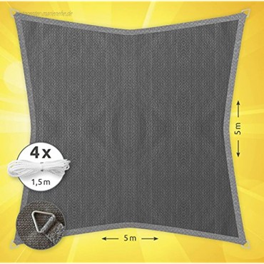 Windhager Sunsail ADRIA Quadrat Granit Sonnensegel Sonnenschutz UV-Schutz witterungsbeständig und atmungsaktiv 5 x 5 m gleichschenkelig 10970