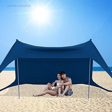 BOTINDO Familien-Strandzelt Sonnenschutz Pop-Up-Sonnenschutz 2 Stangen mit Tragetasche für Strand Angeln Garten Camping und Outdoor