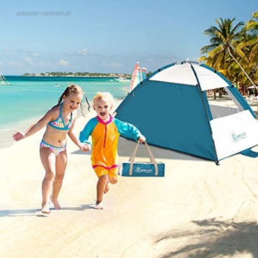 COMMOUDS Strandzelt Strandschirm Outdoor Sonnenschutz Cabana UPF 50+ Sonnenschutz einfach aufzubauen 3-4 Personen leicht und einfach zu tragen Silber