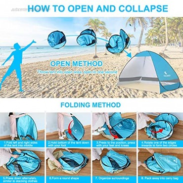 E-More Strandmuschel Pop up Strandzelt Shelter für 2-3 Personen Portable Beach Zelt Outdoor Tragbar Wurfzelt UV-Schutz Strand Muschel Zelt für Familie trand Garten Camping