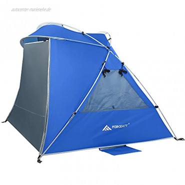 Forceatt Strand- und Camping-Zelt bietet Platz für 3–4 Personen Sonnenschutz LSF 50 + wasserdichte PU3000 mm Belüftung einfache Installation leicht und einfach zu tragen.