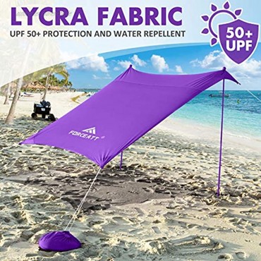 Forceatt Strandzelt Sonnenschutz Pop-Up-Strandzelt mit LSF 50 UV-Schutz und 2 Aluminium-Stangen Outdoor-Unterschlupf für Strand Garten Angeln Camping oder Familien-Picknicks 3 x 3 m