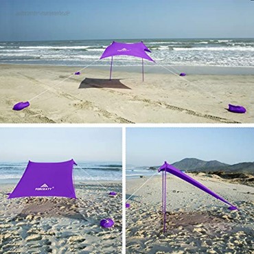 Forceatt Strandzelt Sonnenschutz Pop-Up-Strandzelt mit LSF 50 UV-Schutz und 2 Aluminium-Stangen Outdoor-Unterschlupf für Strand Garten Angeln Camping oder Familien-Picknicks 3 x 3 m