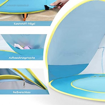 Glymnis Baby Strandmuschel Strandzelt Pop-up Baby Strand Zelt mit trennbarer Pool UV-Schutz UPF 50+ Sun Shade Shelter für Kleinkinder 0-3 Jahre