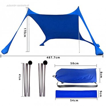 Laddup Portable Baldachin Sunshade Strandzelt Sonnenschutz Pop-up Strandzelt mit UPF50 UV-Schutz und 4 Aluminiumstangen für Campingausflüge Angeln Garten Picknicks