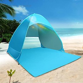 Pallus Pop-Up-Strandzelt 55+ UV-Schutz Familien-Sonnenzelt tragbares Baby-Strandzelt wasserdichte Strandmuschel für 2–3 Personen Outdoor-Camping Angeln blau