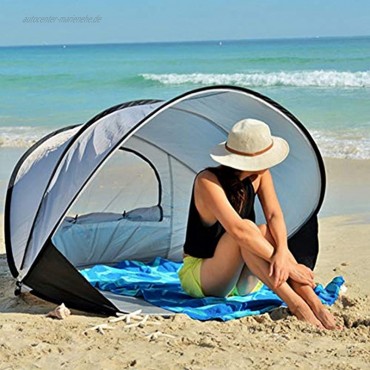SAHWIN® Strandmuschel 130 * 130 * 105Cm Pop Up Für 1-3 Personen Portable Beach Zelt Outdoor Tragbar UV-Schutz Für Familie BBQ Strand Garten Camping