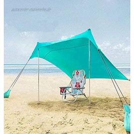 Strand Schatten Zelt Sun Shelter Sonnensegel Sonnenschutz Mit 4 Sandsäcken Und 2 Alustangen Lycra Sonnendach Strandmuschel Für Strand Camping 7x7ft Green-6.8x6.8x5.5ft