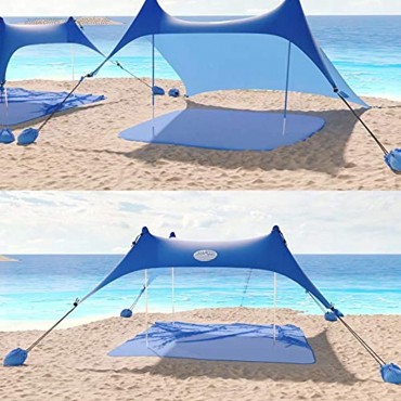 UMARDOO Familien-Strandzelt mit 4 Aluminium-Stangen Pop-Up-Strand-Sonnenschutz mit Tragetasche