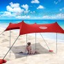 UMARDOO Familien-Strandzelt mit 4 Aluminium-Stangen Pop-Up-Strand-Sonnenschutz mit Tragetasche