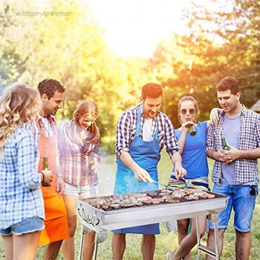 Uten Edelstahl BBQ Holzkohlegrill Smoker Barbecue klappbar tragbar für Outdoor Kochen Camping Wandern Picknick Rucksackreisen groß silber
