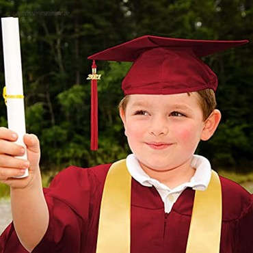 Vorschulkindergarten-Abschlusskleid-Kappen-Set mit Quaste 2021 und Abschlussschärpe für Kindergröße Abschluss Talar und Bachelor Akademischer Talar mit Hut