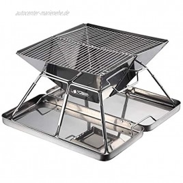 WEIJ Folding Campfire Grill Camping Fire Pit Outdoor Wood Stove Burner 304 Premium Stainless Steel Portable Camping Grill with Carrying Bag for Outdoor Backpacking Hiking BBQ