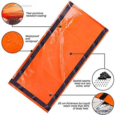 PIKAMAO Emergency Sleeping Bag,Lightweight Waterproof Survival Bivy Sack Thermal Emergency Blankets Portable Mylar Survival Gear with Survival Whistle for Outdoor Camping Hiking,Emergency Shelte