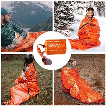 PIKAMAO Emergency Sleeping Bag,Lightweight Waterproof Survival Bivy Sack Thermal Emergency Blankets Portable Mylar Survival Gear with Survival Whistle for Outdoor Camping Hiking,Emergency Shelte