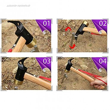 Hammer Kupfer Outdoor Zelt mit Holzgriff Anti-Rutsch-Seil Messing Camping Hammer zum Ziehen Zelt Nagel Hering Survival Tool
