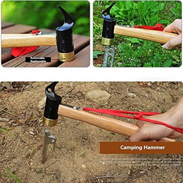 Hammer Kupfer Outdoor Zelt mit Holzgriff Anti-Rutsch-Seil Messing Camping Hammer zum Ziehen Zelt Nagel Hering Survival Tool