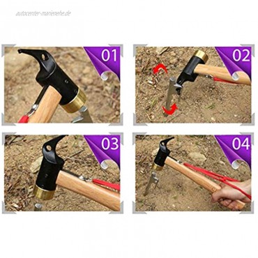 Hammer Kupfer Outdoor Zelt mit Holzgriff Anti-Rutsch-Seil Messing Camping Hammer zum Ziehen von Zelt Nagel Peg Survival Tool-Polen