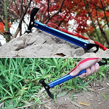 JIUTAI Camping-Hammer mit Seil leichter Aluminium-Zelthammer Multifunktions-Zelthammer Pfahl-Entferner blau