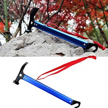 JIUTAI Camping-Hammer mit Seil leichter Aluminium-Zelthammer Multifunktions-Zelthammer Pfahl-Entferner blau